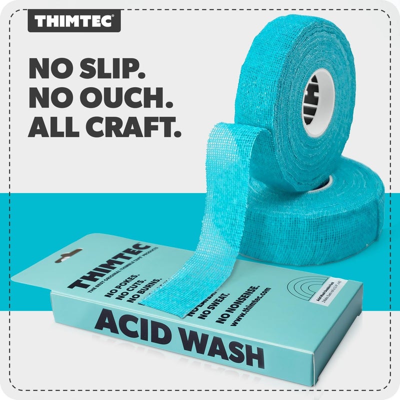THIMTEC - The Original Thimble Tape for Hand Sewing - Fully Adjustable Nail & Finger Protector - A Smarter Alternative to Classic Knitting Thimbles - Acid Wash, 2-Pack - Image 2